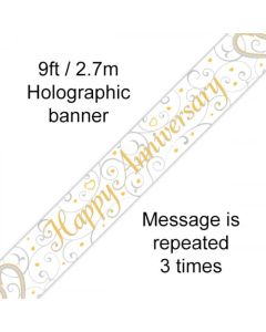Happy Anniversary Linked Hearts Banner - 2.7m (109475A)