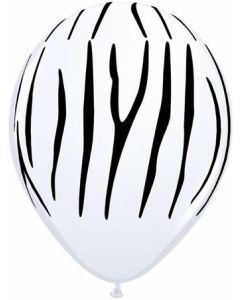 Zebra Stripes - White With Black Print -  28cm (11 Inch) Latex Balloon (55477Q)