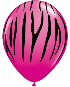 Zebra Stripes - Wild Berry with Black Print - 28cm (11 Inch) Latex Balloon (12584Q)
