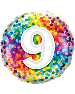 9 Rainbow Confetti - 18 Inch Foil Balloon (13509Q)