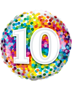 10 Rainbow Confetti - 18 Inch Foil Balloon (13513Q)