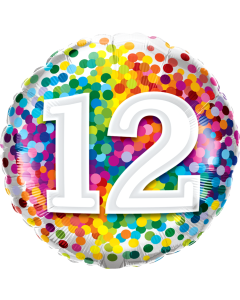 12 Rainbow Confetti - 18 Inch Foil Balloon (13522Q)