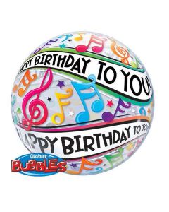 Happy Birthday To You Music Notes - 22 Inch Bubble Balloon (13795Q)