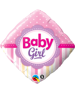 Baby Girl Dots & Stripes - 18 Inch Diamond Foil Balloon (14400Q)
