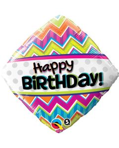 Happy Birthday Diamond Chevron Pattern - 18 Inch Foil Balloon (14687Q)