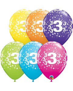 3 Stars-A-Round - Tropical Assortment - 28cm (11 Inch) Latex Balloon (15111Q)