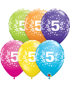 5 Stars-A-Round - Tropical Assortment - 28cm (11 Inch) Latex Balloon (15113Q)