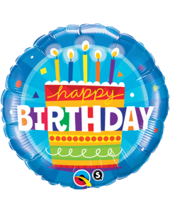 Happy Birthday Cake Blue - 18 Inch Foil Balloon (16695Q)