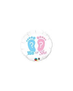 He or She Footprints - 18 Inch Foil Balloon (17079Q)