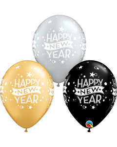 Happy New Year - Gold Confetti Dots - 28cm (11 Inch) Latex Balloon (19172Q)