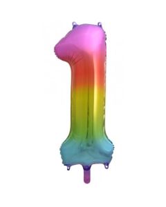 1 Rainbow Number - 86cm (34') Foil Balloon (1RainA)