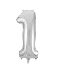 1 Silver Number - 86cm (34') Foil Balloon (1SilverA)