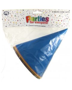 Party Hats - Neon Assorted (Pack of 6) (202136A)