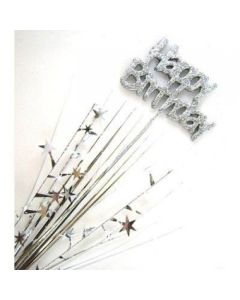 Happy Birthday Silver Star Spray / Pick Onion (207050A)