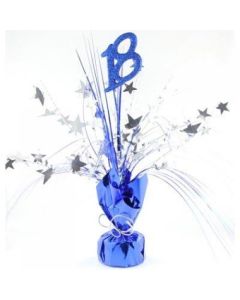 18 Blue Number With Silver Spray Balloon Weight (ZSBW) (207307A)