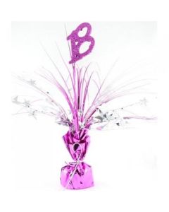 18 Pink Number With Silver Spray Balloon Weight (ZSBW) (207309A)