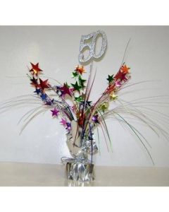 50 Silver Number With Multi Spray Balloon Weight (ZSBW) (207325A)