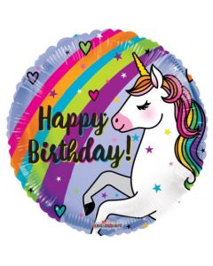 Birthday Unicorn And Rainbow - 18 Inch Foil Balloon (209030A)
