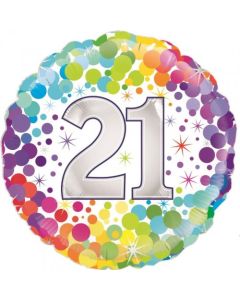 Colourful Confetti 21st Birthday 45cm Foil Balloon (210403A)