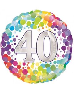 Colourful Confetti 40th Birthday 45cm Foil Balloon (210405A)