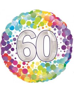 Colourful Confetti 60th Birthday 45cm Foil Balloon (210407A)