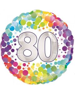 Colourful Confetti 80th Birthday 45cm Foil Balloon (210409A)