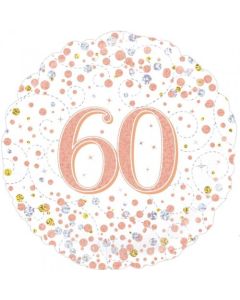 60th Birthday Sparkling Fizz Rose Gold - 45cm Foil Balloon (210427A)