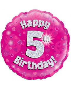 Pink Holographic 5th Birthday 45cm Foil Balloon (210465A)