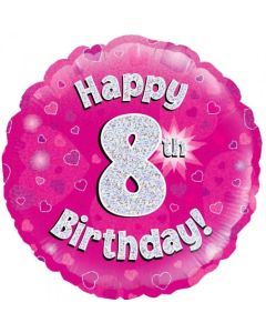 Pink Holographic 8th Birthday 45cm Foil Balloon (210468A)