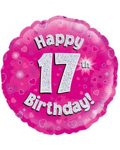 Pink Holographic 17th Birthday 45cm Foil Balloon (210477A)