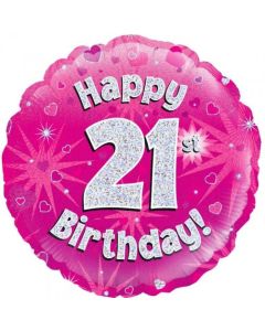 Pink Holographic 21st Birthday 45cm Foil Balloon (210479A)