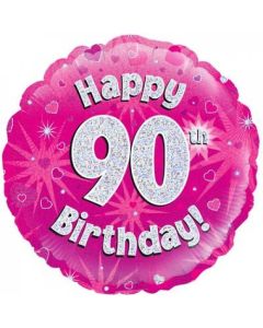 Pink Holographic 90th Birthday 45cm Foil Balloon (210486A)