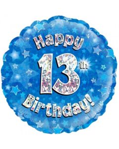 Blue Holographic Happy 12th Birthday 45cm Foil Balloon (210503A)