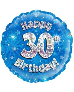 Blue Holographic Happy 30th Birthday 45cm Foil Balloon (210510A)