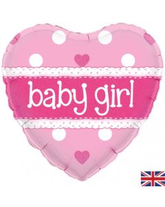Baby Girl Pink Heart 45cm Foil Balloon (210705A)