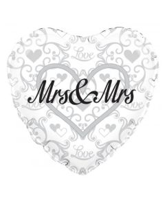 Mrs & Mrs Silver Filigree 45cm Foil Balloon (210767A)
