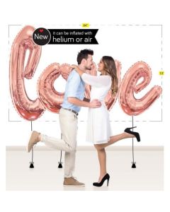 LOVE Script - Rose Gold Silver Foil 86cm (34') Balloons - Pack of 4 Individual Balloons (213605A)
