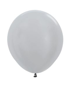 Satin Silver 46cm Latex Balloons Sempertex (18 Inch) (222623A)