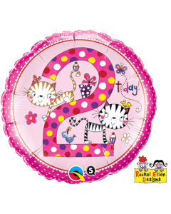 Birthday 2 Kittens Polka Dots - 18 Inch Foil Balloon (23036Q)