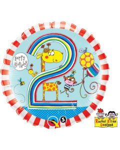 Birthday 2 Giraffe Stripes - 18 Inch Foil Balloon (23212Q)