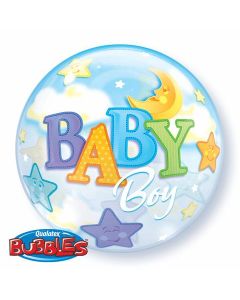 Baby Boy Moon & Stars - 22 Inch Bubble Balloon (23597Q)