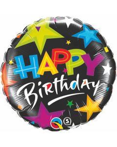 Happy Birthday Brilliant Stars Black - 18 Inch Foil Balloon (23785Q)