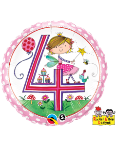 Birthday 4 Fairy Polka Dots - 18 Inch Foil Balloon (23913Q)