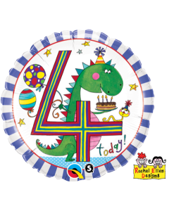 Birthday 4 Dinosaur Stripes - 18 Inch Foil Balloon (24101Q)