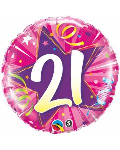 21 Shining Star Bright Pink - 18 Inch Foil Balloon (24007Q)