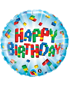 Happy Birthday Exploding Blocks - 18 Inch Foil Balloon (25541Q)