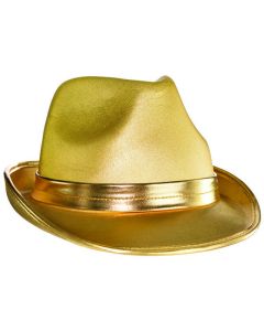 Gold Fedora Hat - Velour Gangster Hat (255519.19AM)