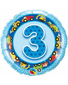 3 Blue Trucks & Diggers - 18 Inch Foil Balloon (26293Q)