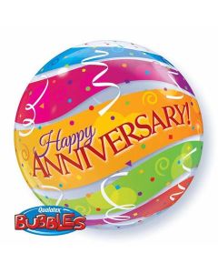 Happy Anniversary Colourful Bands - 22 Inch Bubble Balloon (27565Q)
