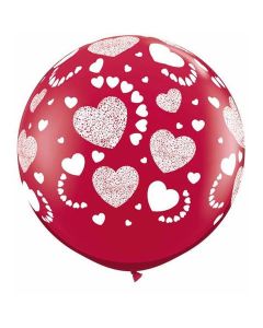 Etched Hearts-A-Round 3 Foot Latex Balloon (28156Q)